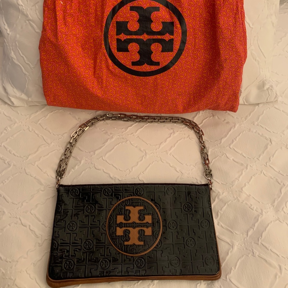 Tory Burch Black Leather Chain Link Bag